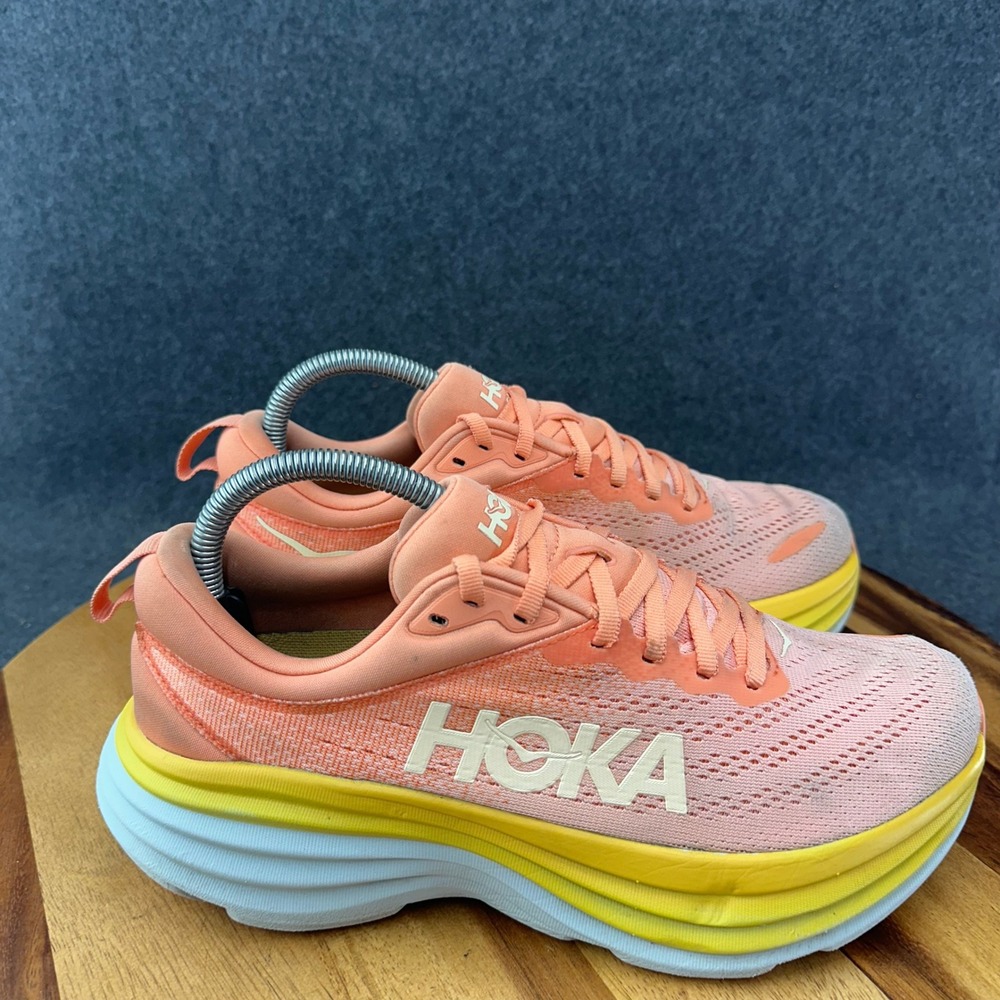 Hoka One One Bondi 8 Shoes Womens Size 8B Peach Orange Running Sneakers 1127952 - Picture 2 of 14